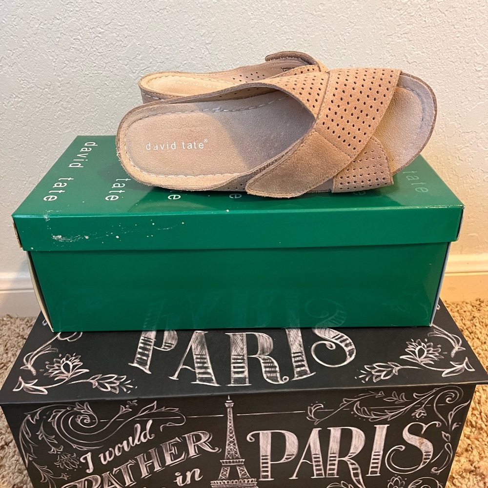 Women's Tan Wedge Sandals - Picture 3 of 4